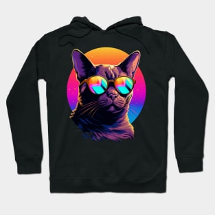 Retro Wave Burmese Cat Shirt Hoodie